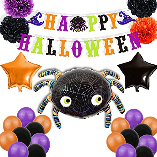 jiuzcare Halloween Luftballons Set Halloween Party Deko Happy Halloween Banner Orange Schwarz Ballons Spinnennetz Folienballons Innen Außen Deko Gruselig für Kinder Jungen Mädchen jiuzcare Halloween Luftballons Set Halloween Party Deko Happy Halloween Banner Orange Schwarz Ballons Spinnennetz Folienballons Innen Außen Deko Gruselig für Kinder Jungen Mädchen von jiuzcare