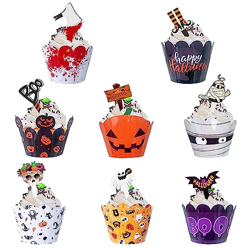 jiuzcare Halloween Cupcake Toppers 48PCS Kuchendekoration Cupcake Toppers Thanksgiving Halloween Cupcake Wrapper Topper Party Dekoration Muffin Papier Cake Topper Geburtstag Kürbisse, Ghost Kartuschen jiuzcare Halloween Cupcake Toppers 48PCS Kuchendekoration Cupcake Toppers Thanksgiving Halloween Cupcake Wrapper Topper Party Dekoration Muffin Papier Cake Topper Geburtstag Kürbisse, Ghost Kartuschen von jiuzcare