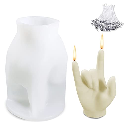 jiuzcare Kerzenform Silikon mit 50 Stück Candle Dochte 3D Gestikulieren Kerzenform Silikon Gestenform DIY Kerzen Kerzenwach Handgemachte Sojawachs für Weihnachten, Halloween, Thanksgiving Deco, Love U jiuzcare Kerzenform Silikon mit 50 Stück Candle Dochte 3D Gestikulieren Kerzenform Silikon Gestenform DIY Kerzen Kerzenwach Handgemachte Sojawachs für Weihnachten, Halloween, Thanksgiving Deco, Love U von jiuzcare