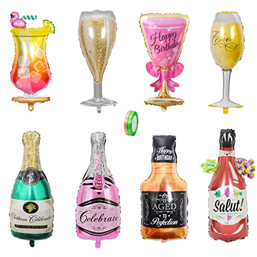 jiuzcare Luftballon 8 Stück Luftballons Set Folienballon Champagner mit Glas Wein Flaschen Ballons Whiskyflasche Ballon Folienballon Sektflasche Luftballons für Party Hochzeit Geburtstag Cheers Deko jiuzcare Luftballon 8 Stück Luftballons Set Folienballon Champagner mit Glas Wein Flaschen Ballons Whiskyflasche Ballon Folienballon Sektflasche Luftballons für Party Hochzeit Geburtstag Cheers Deko von jiuzcare