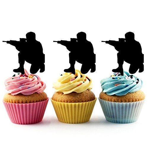 Innovedesire Paintball Commando Kuchenaufsätze Hochzeit Geburtsta Acryl Dekor Cupcake Kuchen Topper Stand für Kuchen Party Dekoration 10 Stück von jjphonecase