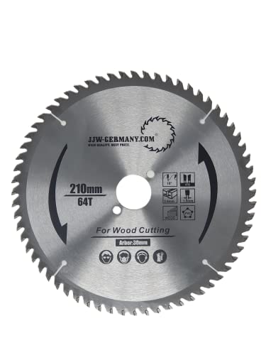 HM Sägeblatt 210 x 2,6 x 30 mm mit 64 WZ Wechselzahn, Industriequalität nach DIN EN 847-1 von jjw-germany