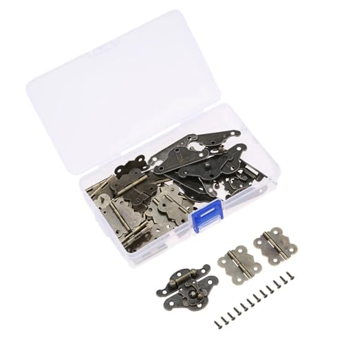 12 Stück Antik Bronze Schmuckkoffer Vorhängeschloss Dekorative Riegel Verschlüsse Hasps Schnalle & 24x Schränke Scharniere & 168x Schrauben & Aufbewahrungsbox von jkhgajgew
