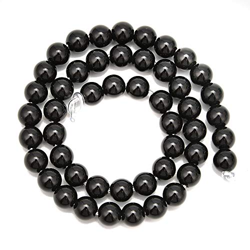 jodaying 2,0 mm großes Loch, schwarzer Onyx, 10 mm, glatte, runde, natürliche Edelsteine, lose Perlen für Schmuckherstellung, DIY-Erkenntnisse von jodaying