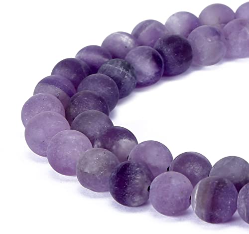 jodaying 6 mm lila Amethyst matt rund natürliche Gematone lose Perlen für Schmuckherstellung DIY 1 Strang 38,1 cm von jodaying