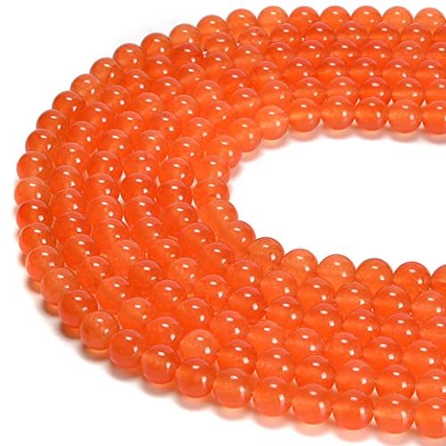 jodaying 6 mm orange gefärbte Jade, glatte runde natürliche Gematone, lose Perlen für Schmuckherstellung, DIY-Erkenntnisse, 1 Strang, 38,1 cm von jodaying