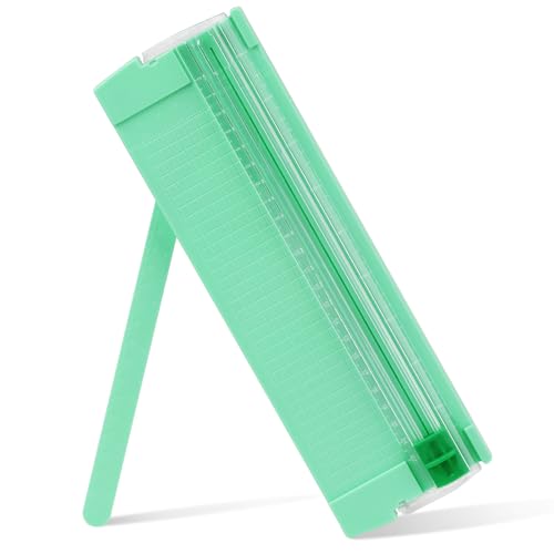 Mini-Papierschneider, Papierschneider Guillotine A4 A5 mit automatischer Sicherheitssicherung für Papieretikettenkarte, Handwerkspapier und Fotos (Green) von joibabe