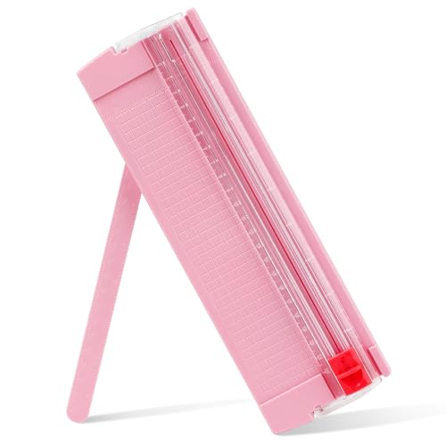 Mini-Papierschneider, Papierschneider Guillotine A4 A5 mit automatischer Sicherheitssicherung für Papieretikettenkarte, Handwerkspapier und Fotos (Pink) von joibabe