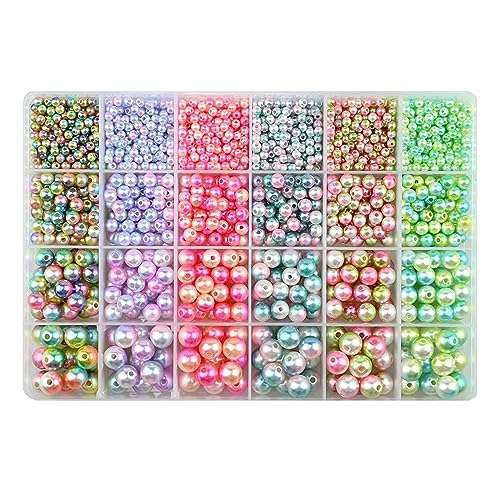 1890 Pieces Lose Spacer Perlen 4/6/8/10mm Ändern Farbabstandshalterperlen Mit Löchern Runde Perlen Für Schmuckherstellung von jojnsha
