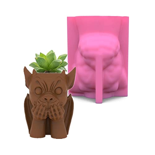 Teufelstifthalter Gypsum Blumentopf Silikonform Epoxidharz Guss Sukkulente Vase Zement Pflanzentwickler Teufel Silikonform von jojnsha