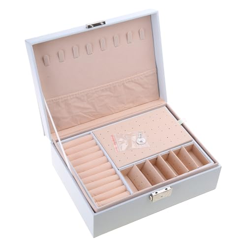 jojnsha Elegante Doppelschicht Schmuckkoffer Tragbarer PU Leder Aufbewahrungsbox Für Ringe Ohrringe Armbänder Und Halsketten Abschließbar Schmucktaste jojnsha Elegante Doppelschicht Schmuckkoffer Tragbarer PU Leder Aufbewahrungsbox Für Ringe Ohrringe Armbänder Und Halsketten Abschließbar Schmucktaste von jojnsha