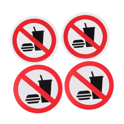 4Stücke Verbotszeichen Essen und Trinken Verboten Sicherheitslabels für Büro Lager Selbstklebende Haftetiketten für Arbeitsumgebung von jojofuny