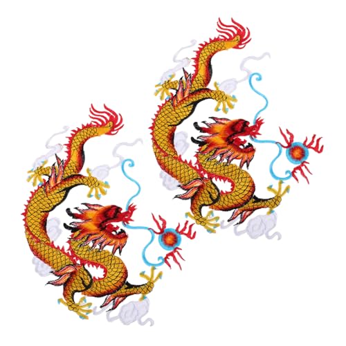 jojofuny 1 Paar Drachensticker Aufkleber Bügelflicken Für Kleidung Aufnäher Nähen Drachen-aufnäher Zum Aufbügeln Gestickte Patches Zum Aufbügeln Gestickte Motivapplikation Polyester von jojofuny