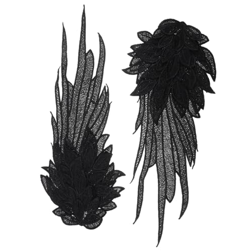 jojofuny 1 Paar Engelsflügel Schmuck Engelsflügel Basteln Zubehör Bestickt Klein Flecken Patch Flügel Applique Nähausschnitt Spitzenverkleidung Nähen Kleidungsstück Polyestergarn Black von jojofuny