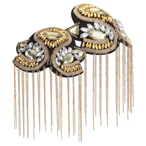 jojofuny 1 Paar Goldene Vintage Schulterklappen Metall Retro Punk Epauletten mit Quasten für Anzüge Dekorative Schulterabzeichen für Frauen jojofuny 1 Paar Goldene Vintage Schulterklappen Metall Retro Punk Epauletten mit Quasten für Anzüge Dekorative Schulterabzeichen für Frauen von jojofuny