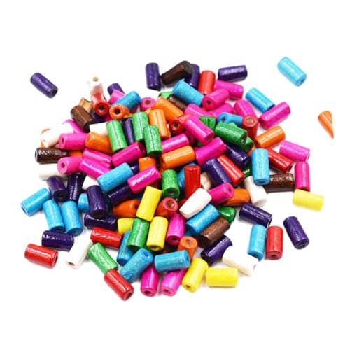jojofuny 1 Packung Farbige Holzperlen Zylindrische Bastelperlen für Diy Schmuck Ca Mischfarben Bead Zubehör für Zuhause von jojofuny