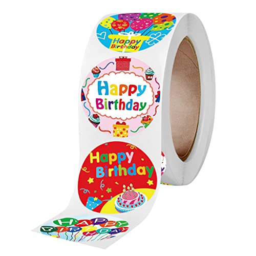 jojofuny 1 Rolle 500 Stück Happy Birthday Aufkleber Gruß Feier Etikett Cartoon Aufkleber Mama Dekoration Geburtstagsanhänger Aufkleber Große Personalisierte Party von jojofuny