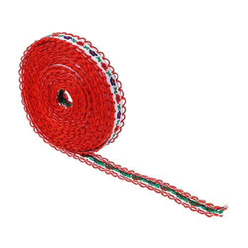 jojofuny 1 Rolle Blumenbesticktes Gurtband Schnürsenkel Stickerei Nähen Spitzenstreifen Blumen- Spitzenband Handwerkliche Verzierungen Stickband Blumenband Spitzenbesatzband Party Rot Stoff von jojofuny