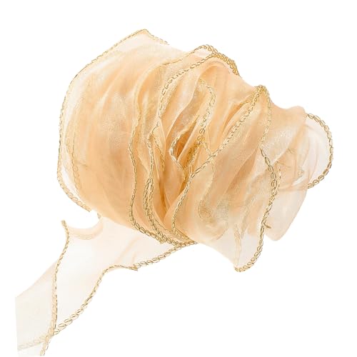 jojofuny 1 Rolle Elegantes Geschenkband mit Goldenen Kanten Breites Handgefertigtes Dekorationsband für Blumensträuße Diy Projekte und Hochzeitsdeko Yards für Feierliche Anlässe von jojofuny