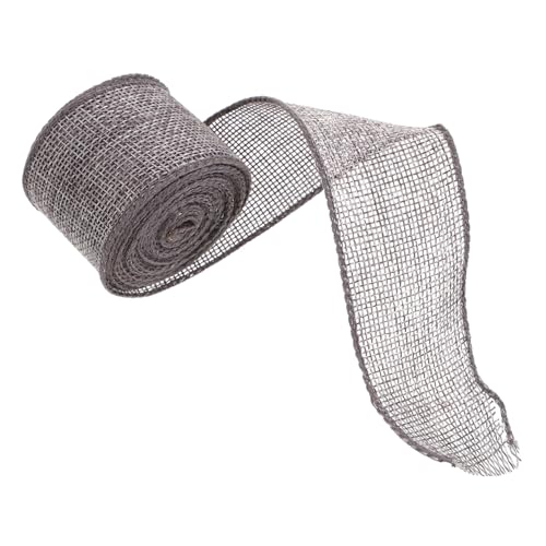 jojofuny 1 Rolle Graues Jute Band mit Drahtkante Weihnachts Dekorationsband für Diy Projekte Geschenkbänder Kranzherstellung Yards pro Rolle für Feste und Besondere Anlässe von jojofuny