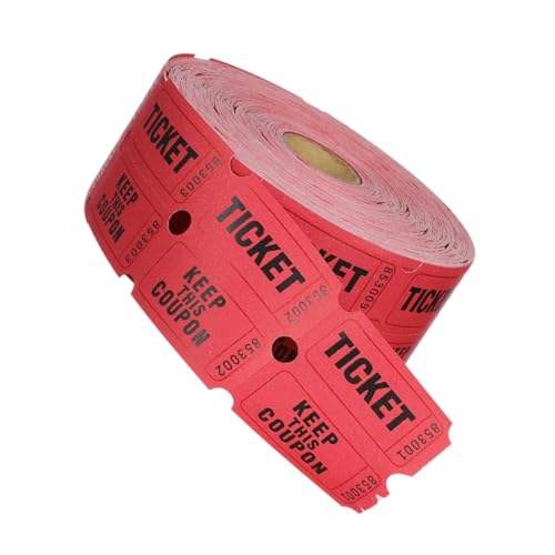 jojofuny 1 Rolle Lotteriekartengutschein Eintrittskarten für Veranstaltungen Los Karten für Party Tickets Etiketten leere Tombola-Tickets Tickets in großen Mengen Event -Tickets Papier rot von jojofuny