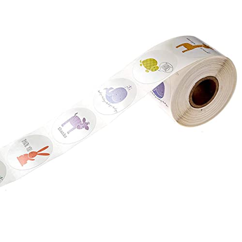 jojofuny 1 Rolle Niedliche Dankeschön Sticker mit Cartoon Tieren Selbstklebende Etiketten für und Verpackungen Dekorative Aufkleber für Partys und Bastelarbeiten von jojofuny