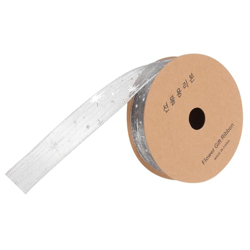 jojofuny 1 Rolle Transparentes Organza Geschenkband mit Goldfolienstern Muster für DIY Bastelprojekte Blumensträuße Geschenkverpackungen und Dekorationen von jojofuny