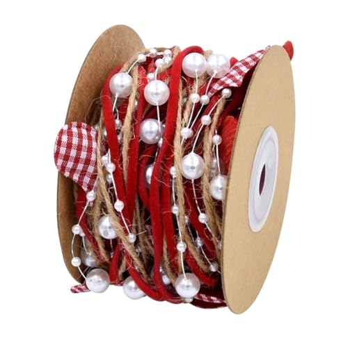 jojofuny 1 Rolle Valentinstag-Band dekorativ Schleife Basteln benutzerdefiniertes Band dekoration geschenkband perlen Blumenstraußband selber machen Partyverpackungszubehör Polyester rot von jojofuny