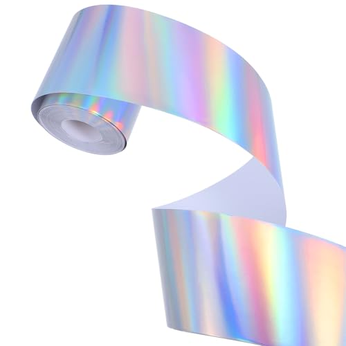 jojofuny 1 Rolle holografische Bulletin-Ränder: 2 m selbstklebende, glitzernde Bordüre für Kreidetafeln und Korktafeln – schillernde Klassenzimmer-Ränder – Grundausstattung für den Schulanfang von jojofuny