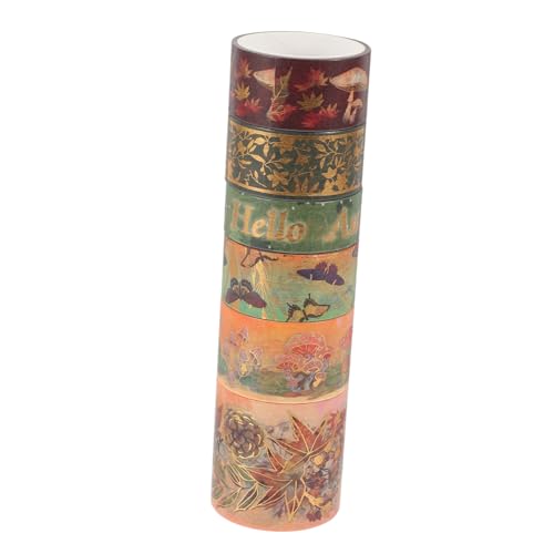 jojofuny 1 Satz Ästhetisches Washi-tape Material Papier Journaling -aufkleber Farbe Vintage Junk Journal Paper Tagebuchband Kawaii Washi-klebeband Druckband 6rollen von jojofuny