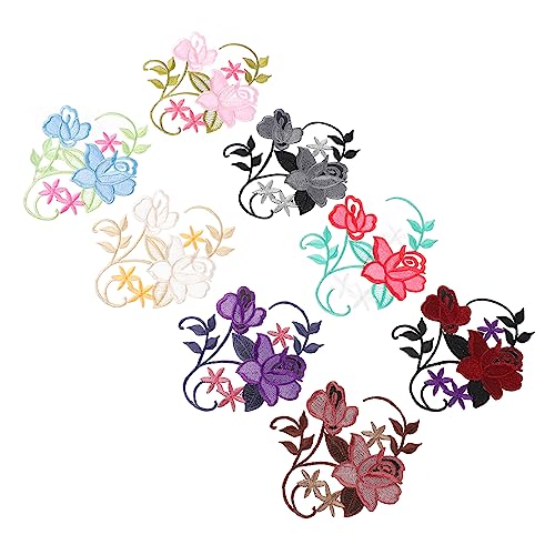 jojofuny 1 Satz Blumen Stickerei Stoff Aufkleber Dekoration Bestickt Hochzeit Drinnen Blumen- Applikationen Party Patch Nähen Flecken Für Aufkleber Weihnachten Sticker Weihnachten 8 Stück von jojofuny