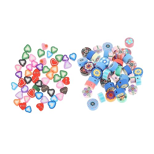 jojofuny 1 Satz Bunte Polymer Clay Slice Schmuckperlen Diy Bastelmaterialien Für Armbänder Und Ohrringe Herz Und Rundformen Vielseitige Perlen Für Kreative Projekte 200 Stück von jojofuny