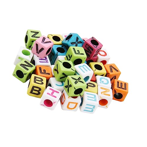 jojofuny 1 Satz Bunte Quadratische Acryl Buchstabenperlen Langlebige Diy Bastelperlen Für Schmuckherstellung Armbänder Halsketten Vielseitiges Perlenset Zum Auffädeln Und Basteln 200 Stück von jojofuny