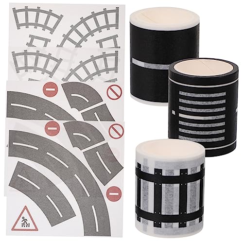 jojofuny 1 Satz Diy Verkehrsklebeband für Teiliges Straßen und Schienenbahn Baustellen Design Abnehmbares Selbstklebendes Klebeband für Verkehrsgestaltung für Spielerisches Lernen von jojofuny