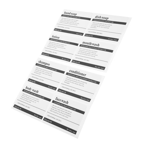 jojofuny 1 Satz Etiketten Für Toilettenartikel Aufkleber Für Hautpflegeprodukte Körper Bad Waschen Kosmetischer Aufkleber Hautpflegeetiketten Pvc Selbstklebend 8blätter von jojofuny