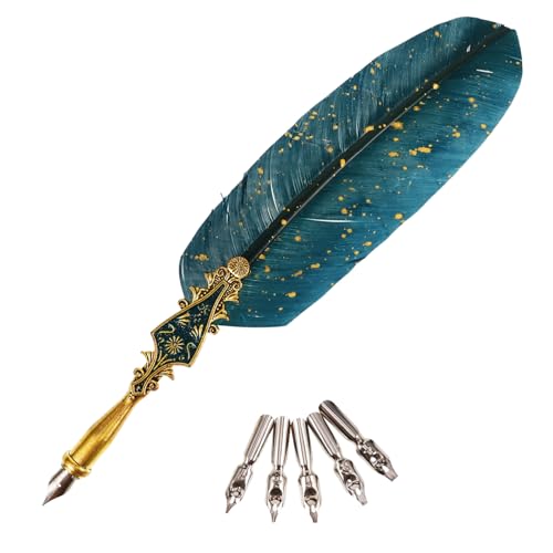 jojofuny 1 Satz Federkiel-Set für Dip-Stift zeichnen Kalligraphie Brief Nibs Federkiel-Kit Vintage Federkiel Malerei Tauchstift Füllfederhalter-Kit künstliche Feder Green jojofuny 1 Satz Federkiel-Set für Dip-Stift zeichnen Kalligraphie Brief Nibs Federkiel-Kit Vintage Federkiel Malerei Tauchstift Füllfederhalter-Kit künstliche Feder Green von jojofuny