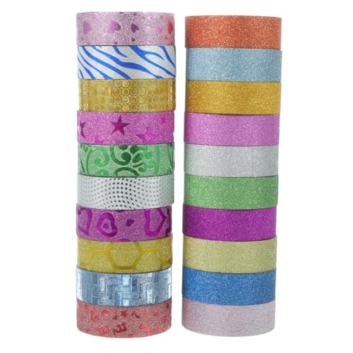 jojofuny 1 Satz Glitzerband Klebeband Funkeln Farbiges Papier Abdeckband Blumenband Junk-journal-zubehör Roségoldenes Seidenpapier Aufkleber Diy Washi Tape Opp Papier 30 Stück von jojofuny