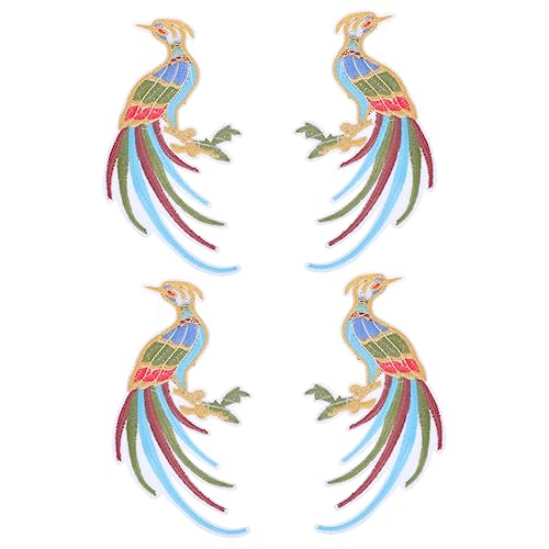 jojofuny 1 Satz Goldfaden-pfau-patch Gestickte Aufnäher Stickereiapplikationen Stickereiflecken Hosenaufnäher Embroidery Aufbügelbilder Bügelzubehör Stoffaufkleber Colorful 4 Stück von jojofuny