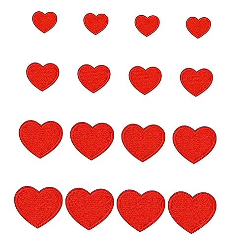 jojofuny 1 Satz Herzförmige Gestickte Applikationen Rote Patches Für Diy Nähprojekte Für Kleidung Hüte Taschen Und Bastelarbeiten 24 Stück von jojofuny