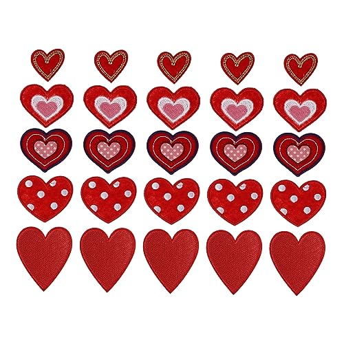 jojofuny 1 Satz Herzförmige Stickpatches Selbstklebend Hochwertigem Für Kleidung Taschen Und Diy Projekte Zum Reparieren Und Aufwerten Von Textilien 25 Stück von jojofuny