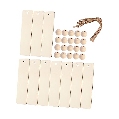 jojofuny 1 Satz Holzperlen -Lesezeichen Lesezeichen für Bücher Leerzeichen Bausatz Herstellung Stichworte leere Lesezeichen DIY -Lesezeichen Buchmarker Perlen-Lesezeichen Hanfseil von jojofuny