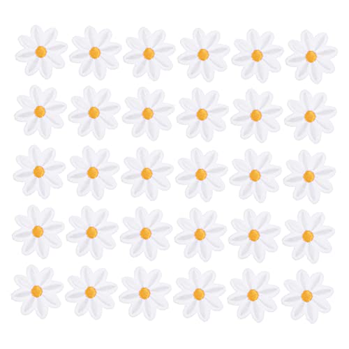 jojofuny 1 Satz Kleine Daisy Bügelflicken Bestickte Diy Patches Für Kleidung Taschen Hüte Schuhe Socken Hautfreundliche Langlebige Applikationen Zur Dekoration Und Reparatur 30 Stück von jojofuny
