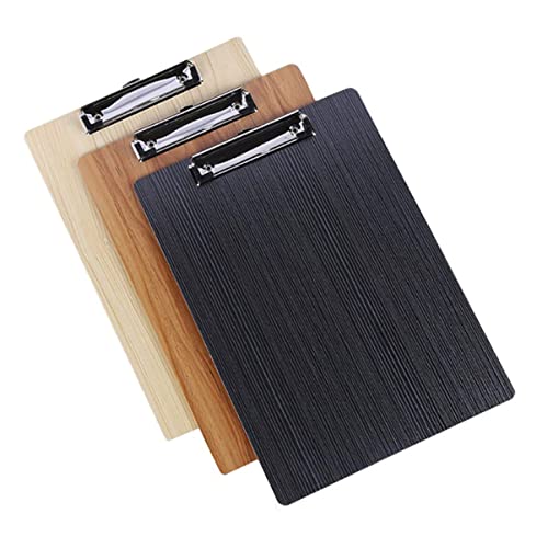 jojofuny 1 Satz Klemmbrett Set Holzoptik Schreibmappe für Büro Schule Robustes Clipboard für Dokumente Leicht und Tragbar Holzfarbe Kirschholz Schwarz mit Goldfäden von jojofuny