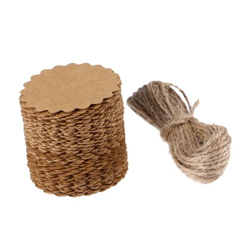 jojofuny 1 Satz Kreative Retro Kraftpapier Anhänger mit Jute Schnur Diy für Partys und Bastelprojekte Vielseitig Einsetzbar Handgefertigt mit Spitzenrand von jojofuny