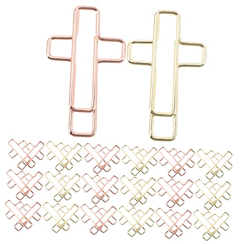 jojofuny 1 Satz Kreuzclip Clips Schreibwaren Herz Klein Süße Büroklammern Ö Mini Kreuz-büroklammer-masse Bibel Büroklammern Hochzeit Kreuz Büroklammern Gold Blau Weiß Eisen 100 Stück von jojofuny