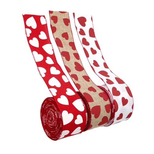 jojofuny 1 Satz Liebesband Grünes Drahtband Schleifen Zum Verpacken Bänder Zum Basteln Verdrahtet Dekoration Trimmen Band Mit Dünn Herzen Rosa Schleife Wickelband Seide Polyester 3rollen von jojofuny