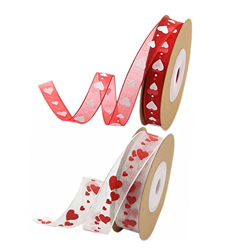 jojofuny 1 Satz Liebesdruckband Valentinstag Dekoration Valentinsdekoration Dekobänder Herz Ripsband Dekorativ Bedrucken Von Geschenkbändern Hängebänder Polyester 2rollen von jojofuny