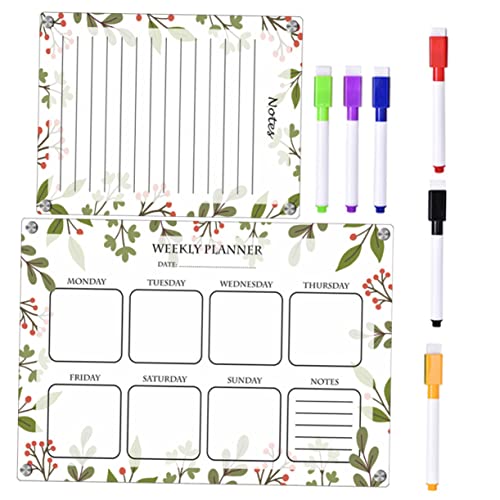 jojofuny 1 Satz Magnetische Notiztafel Magnetwochenkalender Planungsscheiben Magnetischer Notizblock Brett abwischen für wöchentlicher Whiteboard-Planer dekorative löschbare Tafel Acryl von jojofuny