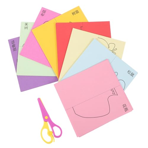 jojofuny 1 Satz Papierschnittset Schule für Handwerk farbiges Papier Vorschule Bausatz Origami-Werkzeuge Scherenschnitt-Set für Origami-Papiermodell Origami-Kit Klapppapier von jojofuny