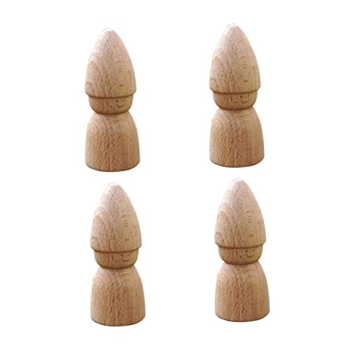 jojofuny 1 Satz Puppenspielzeug Bastelsets Für Basteln Für Peg Puppe Handwerk Peg-puppen Mini Kinderspielzeug Bemalen Sie Eine Diy Puppe Unbemalte Holzpuppen Hölzern 4 Stück von jojofuny